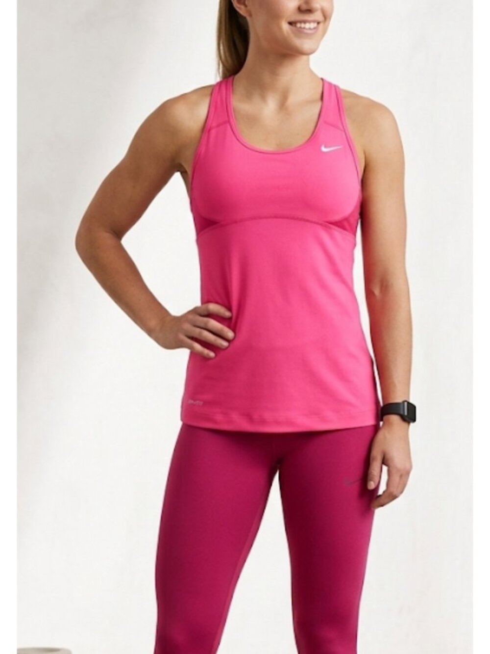 Nike Dri-FIT Built-In Sports Bra Tank Top Vibrant Hot Pink Athliesure Active S